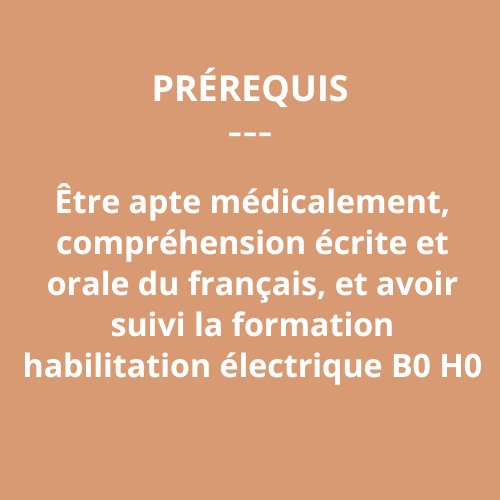 Prérequis Formation Habilitation Électrique Opérations d’ordre NON électrique sur canalisations électriques, ou gaz enterrées (BF – HF Chargé de chantier)